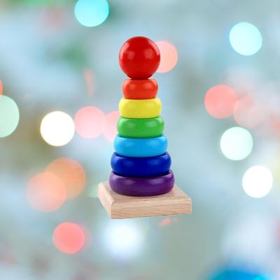 Jouet en Bois - WoodenToys™ - Tour arc - en - ciel - EssentielBébé